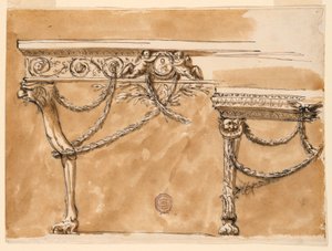 Tegning, Konsolborde, ca. 1790 af Unknown artistUnknown artist