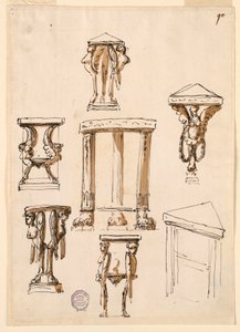 Tegning, Konsolborde, ca. 1800 af Unknown artistUnknown artist