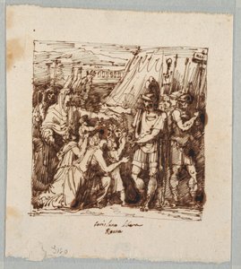 Tegning, Coriolanus går med til at ophæve belejringen af Rom, slutningen af det 19. århundrede af Unknown artistUnknown artist