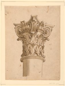 Tegning, hjørnebillede af sammensat kapital, 1625-1650 af Unknown artistUnknown artist