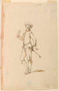 Tegning, kostumedesign: En kaptajn til en ballet, ca. 1720 af Unknown artistUnknown artist