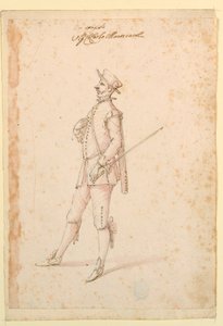 Tegning, kostumedesign: En kaptajn til en ballet, ca. 1720 af Unknown artistUnknown artist