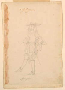 Tegning, kostumedesign: En franskmand til en ballet, ca. 1790 af Unknown artistUnknown artist