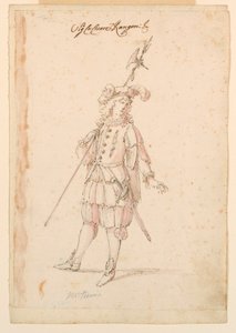 Tegning, kostumedesign: En tysker til en ballet, ca. 1720 af Unknown artistUnknown artist