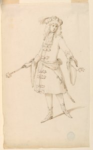 Tegning, kostumedesign: En adelsmand, konge eller prins til en ballet, ca. 1720 af Unknown artistUnknown artist