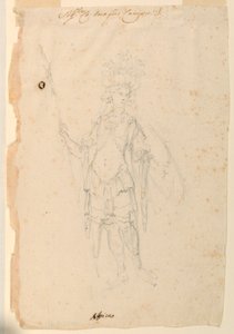 Tegning, kostumedesign: Afrika til en ballet, ca. 1720 af Unknown artistUnknown artist