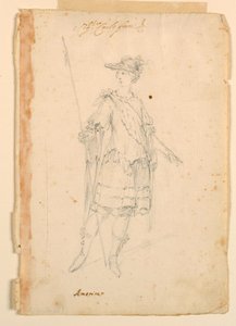 Tegning, kostumedesign: Amerika til en ballet, ca. 1720 af Unknown artistUnknown artist