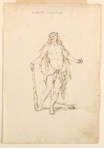 Tegning, kostumedesign: Heroisk kraft til en ballet, ca. 1720 af Unknown artistUnknown artist