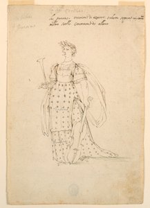 Tegning, kostumedesign: Poesi til en ballet, ca. 1720 af Unknown artistUnknown artist