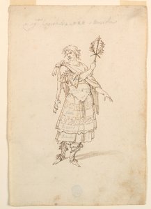 Tegning, kostumedesign: Valor og musik til en ballet, ca. 1720 af Unknown artistUnknown artist