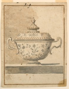 Tegning, overdækket keramikfad, 1750-90 af Unknown artistUnknown artist