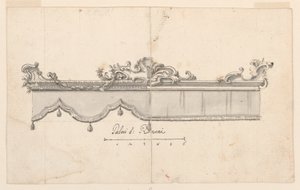 Tegning, Kransning af en baldakin (V: figurskitser), ca. 1750-75 af Unknown artistUnknown artist