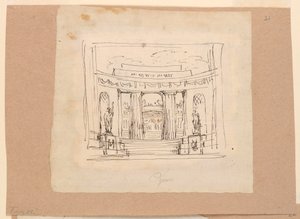 Tegning, gardindesign, buet port Antik arkitektur, begyndelsen af det 19. århundrede af Unknown artistUnknown artist