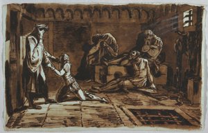 Tegning, Grev Ugolinos og hans sønners død, 1815-1823 af Unknown artistUnknown artist