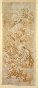 Tegning, Sankt Josefs død, studie til et loftsmaleri, ca. 1670-1747