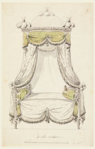 Tegning, Design til en seng i romersk stil, 1780 af Unknown artistUnknown artist