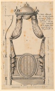 Tegning, Design til en seng i polsk stil, 1780