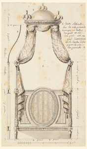 Tegning, Design til en seng i polsk stil, 1780 af Unknown artistUnknown artist