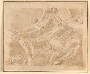 Tegning, design til et loft, 1700-1750 af Unknown artistUnknown artist