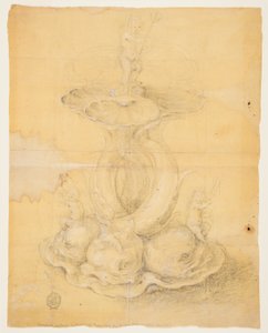Tegning, design til et midterstykke, 1630-60 af Unknown artistUnknown artist