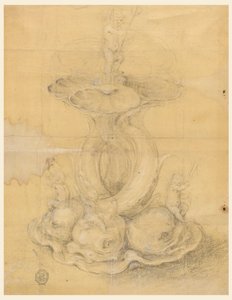 Tegning, design til et midterstykke, 1630-60 af Unknown artistUnknown artist