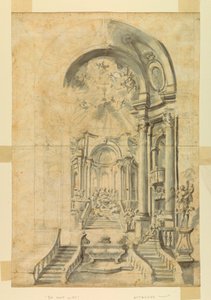 Tegning, Design til en kirkefestival, ca. 1700 af Unknown artistUnknown artist