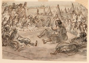 Tegning, Zouaves i lejren ved St. Maur, 1859 af Unknown artistUnknown artist