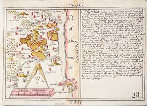 Kort fra det 16. århundrede over county Limerick, Irland, ca. 1588 (papir, linned) af Unknown artist