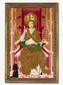 En biskopshelgen med en donor (Saint Louis af Toulouse?) af Unknown artist