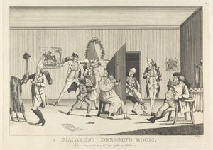 Et makaroni-omklædningsrum af Unknown artist