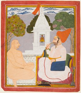 En Rathor Noble besøger en hellig mand ved en Vishnu-helligdom af Unknown artist