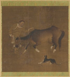 En tatar, en udmagret hest og en hund af Unknown artist