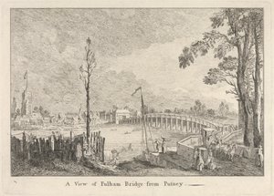 Udsigt over Fulham Bridge fra Putney af Unknown artist