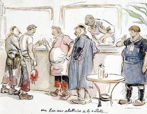 En bar på slagterierne i Villette i Paris. af Unknown artist