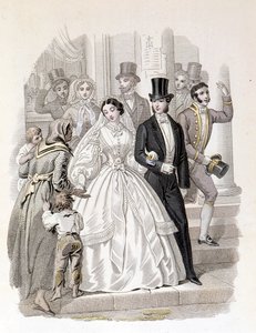 Et borgerligt bryllup, stik fra 1860. af Unknown artist