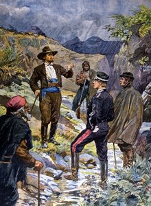 En gendarme taget til opgave af en brigand fra Sardinien. 1899. af Unknown artist