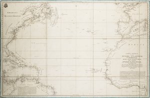 Et generelt kort over Atlanterhavet nord for ækvator af Unknown artist