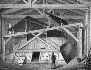 En saltovn i Lorraine. I ""Marvels of industry"" af Louis Figuier. af Unknown artist