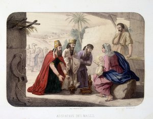 Tilbedelse af vismændene (ofre til Kristus, Jomfru Maria og Josef) af Unknown artist