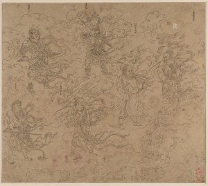 Album med daoistiske og buddhistiske temaer: Procession of Daoist Deities: Leaf 19 af Unknown artist