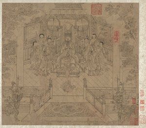 Album med daoistiske og buddhistiske temaer: Procession of Daoist Deities: Leaf 1 af Unknown artist