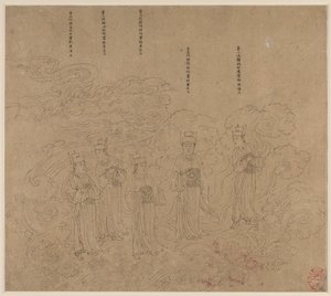 Album med daoistiske og buddhistiske temaer: Procession of Daoist Deities: Leaf 22 af Unknown artist