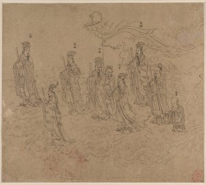 Album med daoistiske og buddhistiske temaer: Procession of Daoist Deities: Leaf 26 af Unknown artist