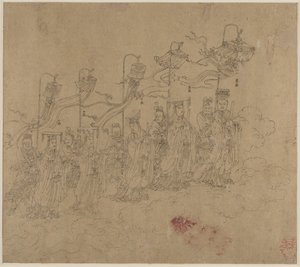 Album med daoistiske og buddhistiske temaer: Procession of Daoist Deities: Leaf 5 af Unknown artist