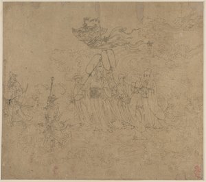 Album med daoistiske og buddhistiske temaer: Procession of Daoist Deities: Leaf 6 af Unknown artist