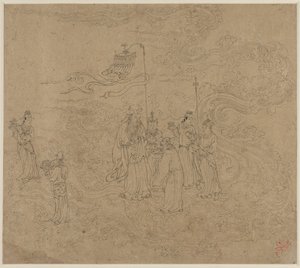 Album med daoistiske og buddhistiske temaer: Procession of Daoist Deities: Leaf 7 af Unknown artist