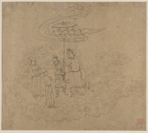 Album med daoistiske og buddhistiske temaer: Procession of Daoist Deities: Leaf 9 af Unknown artist