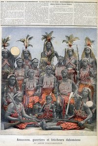 Amazoner, kriger- og dahomeanske fetishere (fra det nuværende Benin), fra akklimatiseringens have - i "" Le Petite Journal"" af 28/02/1891 af Unknown artist