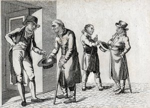 Amone. Tiggere, der passer hatte til at rumme mønter. Slutgravering af 1700-tallet. Privat samling. af Unknown artist