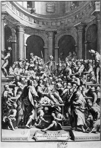 André Vésale (1514-1564), grundlægger af moderne anatomi, lærer i anatomi og kirurgi (på latin: Andrea Vesalius, på hollandsk: Andries Van Wesel). af Unknown artist